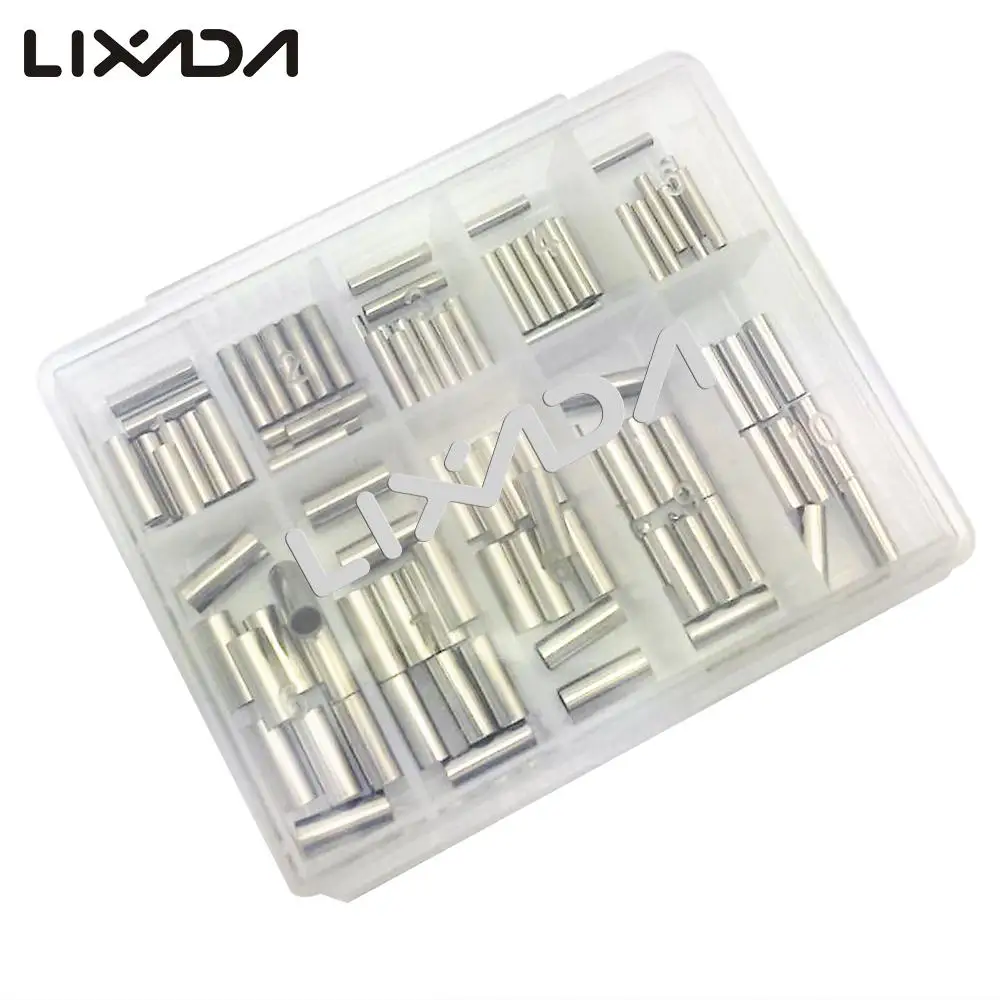 

Lixada 100Pcs Fishing Single Barrel Copper Crimping Sleeves Durable Fishing Line Clip Tube Connector Mixed Size Fishing Tackle