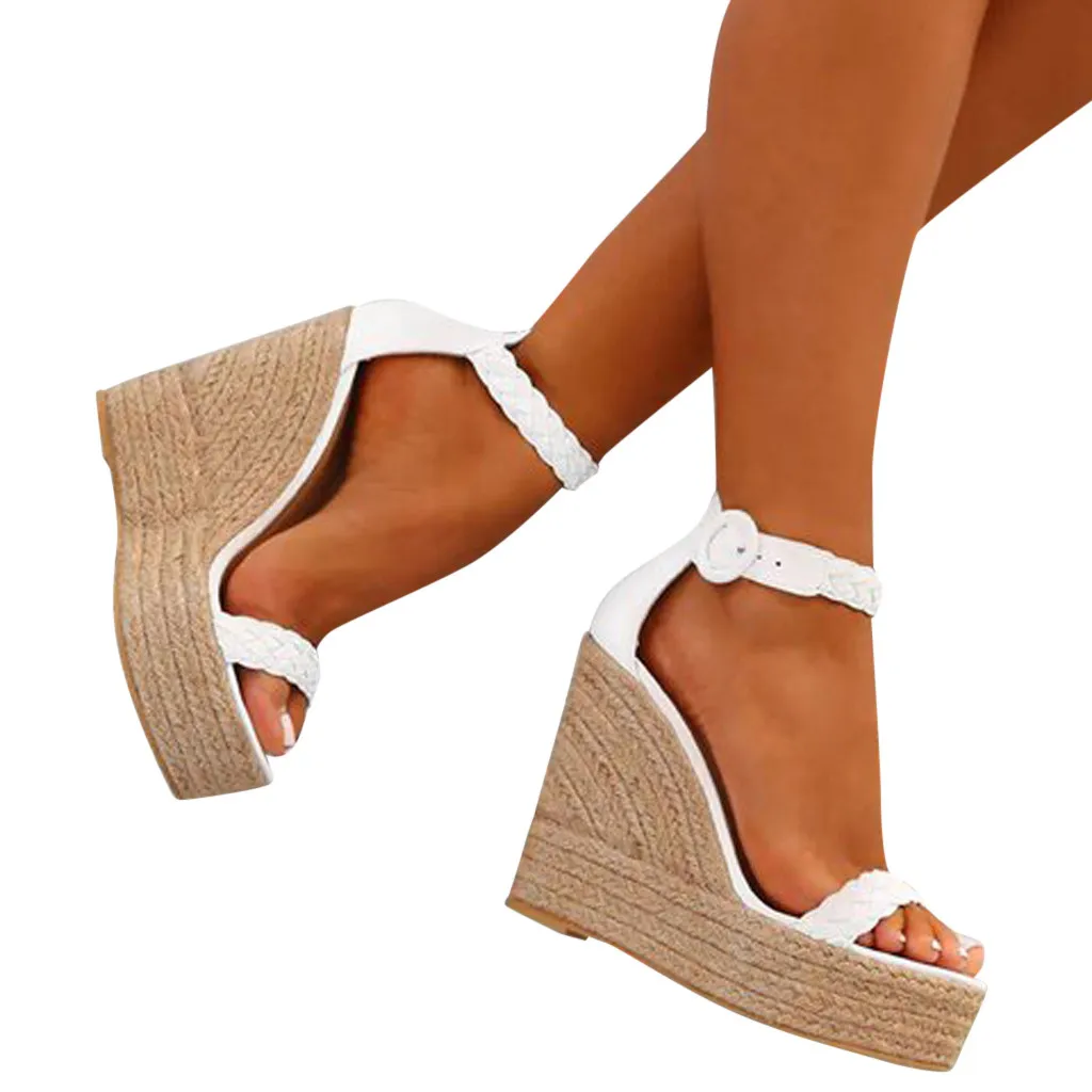 

DOUDOULU Platform Sandals 2019 Women Retro Fashion Womens Open Toe Ankle Wedge Flats Shoe Buckle-Strap Roman Sandals
