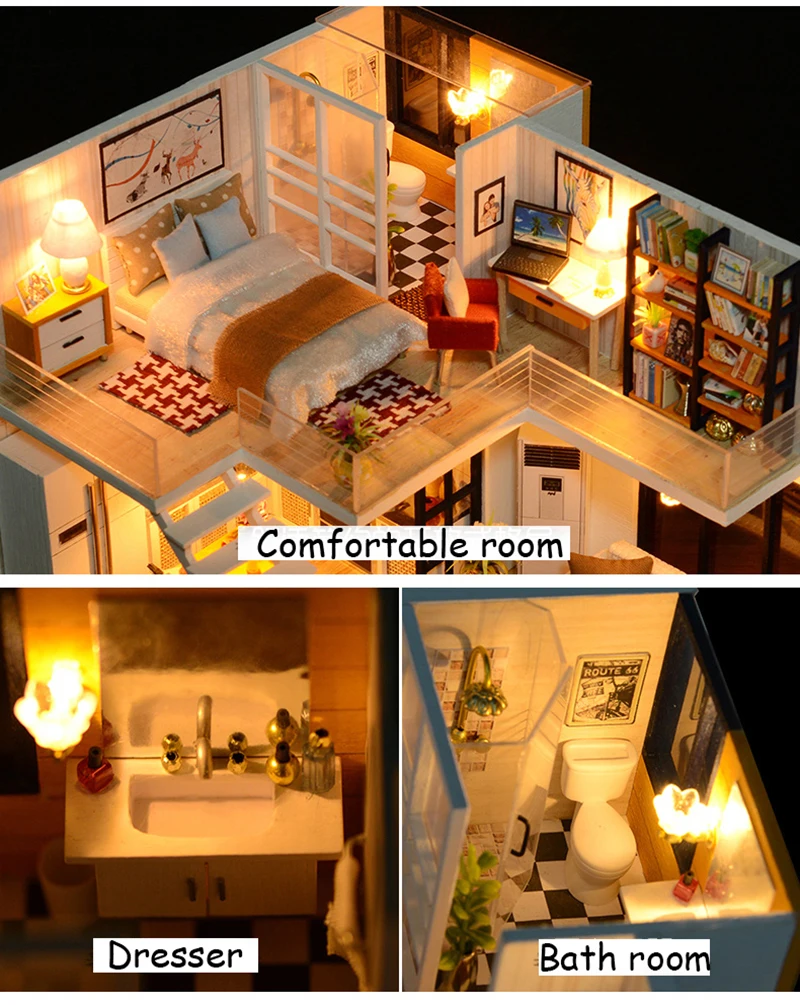 DIY Кукольный дом деревянный миниатюрный кукольные домики мебельный набор коробка головоломка сборка сладкое слово кукольный домик игрушки для рождественского подарка