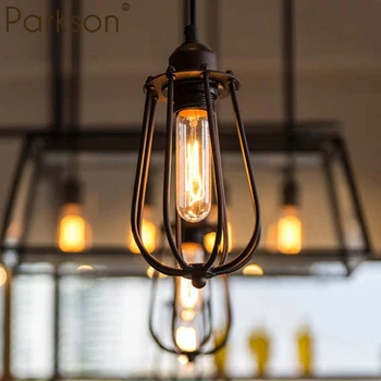 

modern black cage pendant lights iron minimalist retro Scandinavian loft pyramid lamp metal Hanging Lamp E27 Indoor lighting