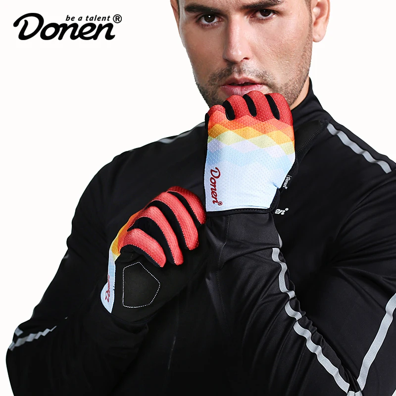 

DONEN Cycling Gloves Full Finger Sport Shockproof MTB Bike Touch Screen Gloves Man Woman Bicycle Sponge Long Finger Glove