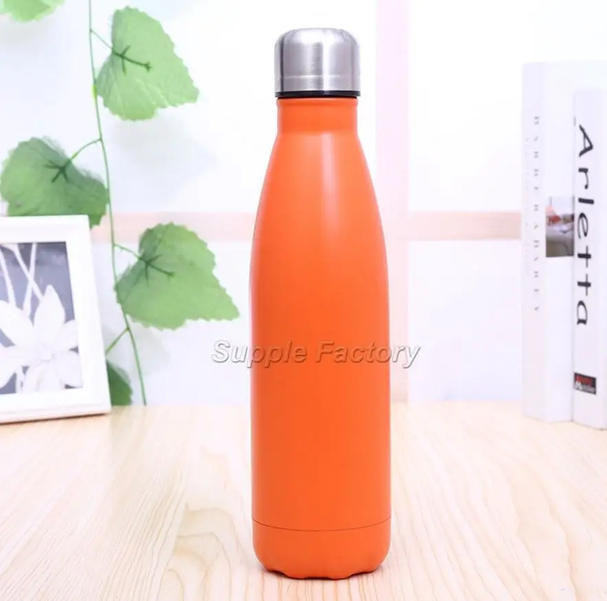 25 шт цвета 500 мл Боулинг бутылки из нержавеющей стали спортивные бутылки для воды для прогулок путешествия изоляции термос чашка можно настроить логотип - Цвет: orange
