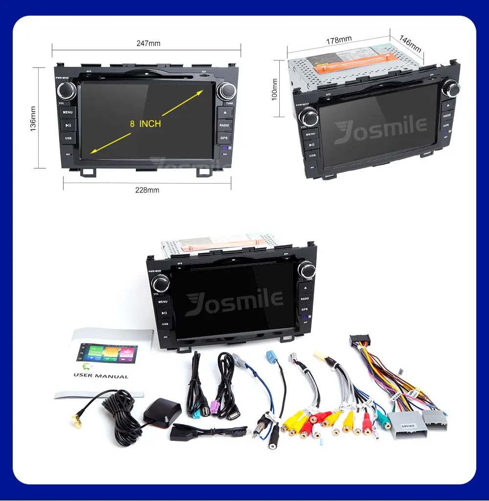 Josmile 2 Din Android 8,1 Автомобильный DVD плеер для Honda CRV CR-V 2006 2007 2008 2009 2010 2012 gps лента Авторадио Регистраторы аудио Wi-Fi