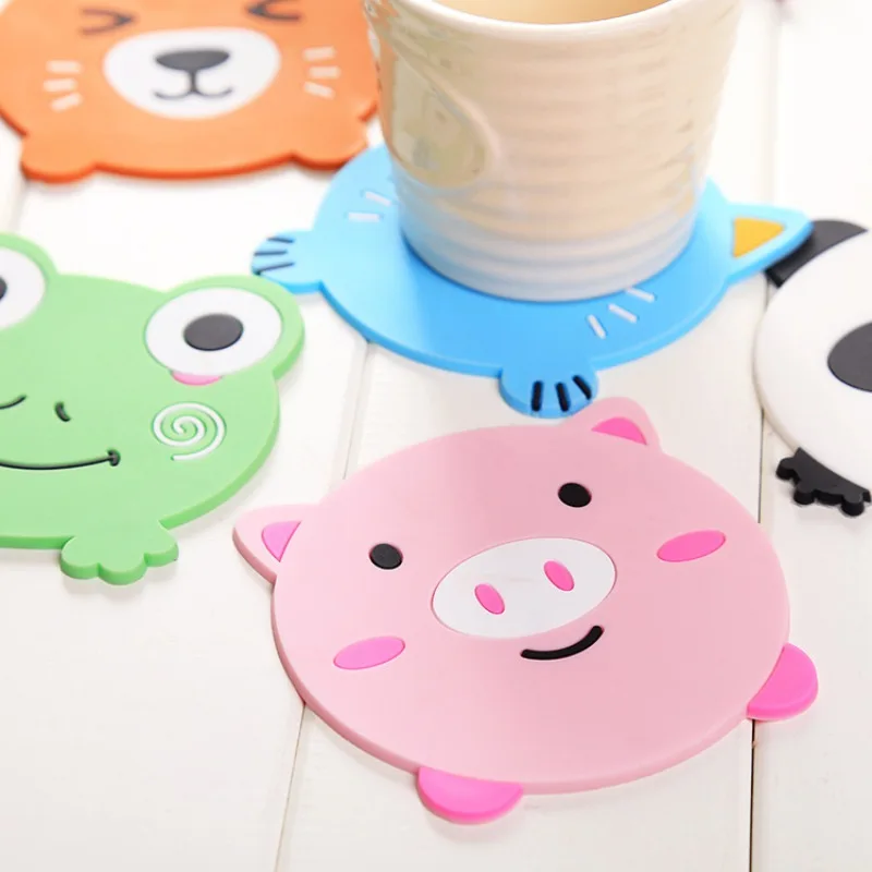 

Cartoon Non-slip Drink Coasters Drinks Holder Pad Silicone Thermal Insulation Fruit Placemat Cup Mat Desk Accessories