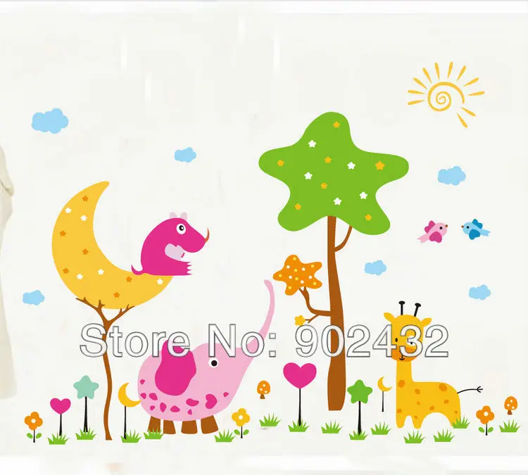 Cartoon wall stickers animals home decor wall decals for kids rooms