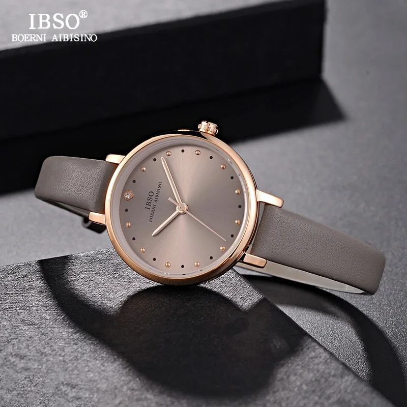 IBSO модные простые кожаные женские наручные часы Relogio Feminino брендовые Роскошные