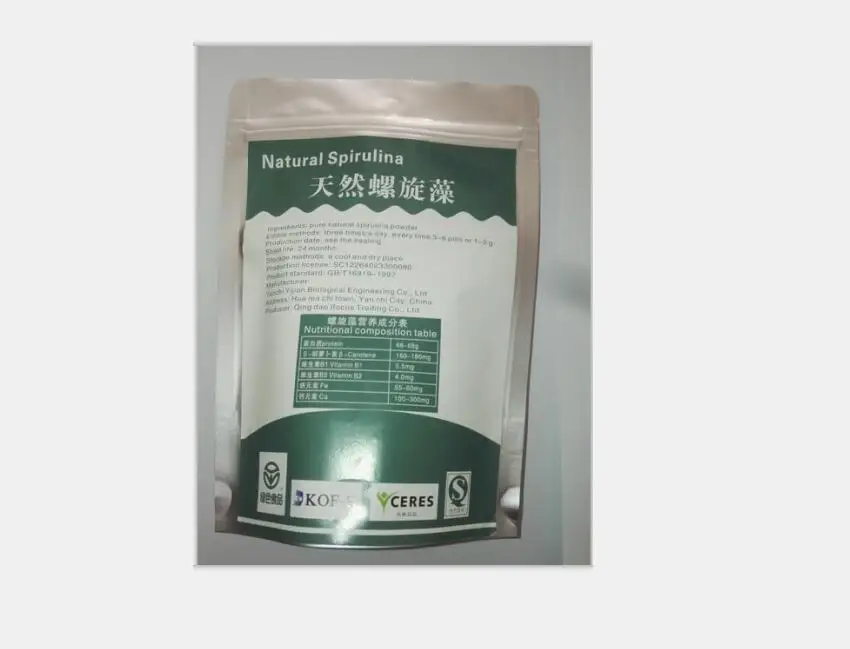 

17.6oz 500g Organic certified natural spirulina tablets multi-vitamin 0.25gx2000 Anti-Fatigue Loss Weight supplement