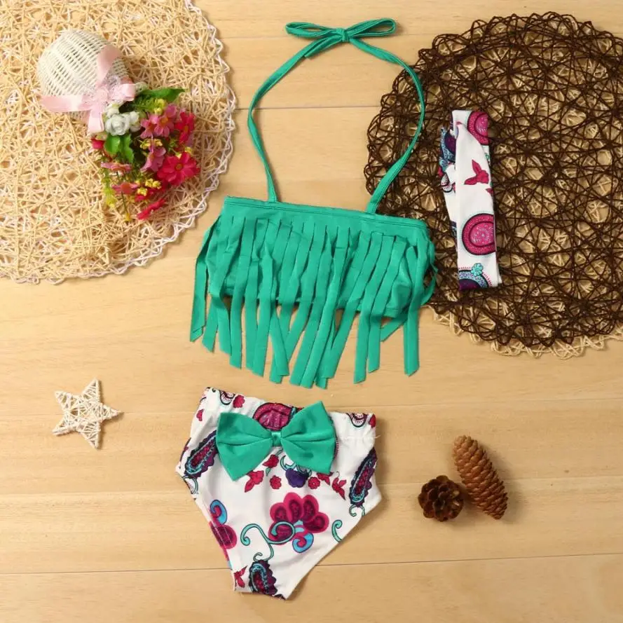 

2017 New Arrival 3Pcs Toddler Kids Baby Girls Swimwear Bathing Suit Tankini Bikini toddler girl clothes Swimwear lowest price