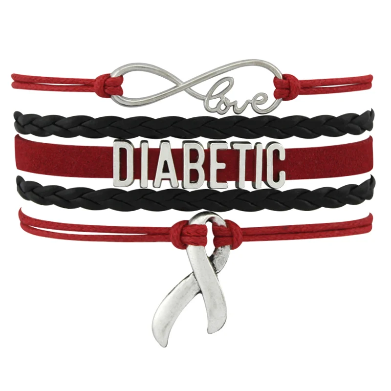 Infinity Love Diabetic Bracelet Ribbon Charm Bracelets For Women Men