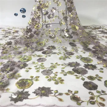 

2019 Latest Indian Embroidery Tulle Lace Evening Dress French Lace Fabric African High Quality Sequin Net Lace