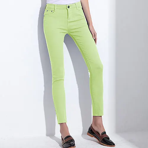 Обтягивающие женские брюки карамельного цвета, брюки-карандаш, весна-осень, Стрейчевые брюки цвета хаки для женщин, облегающие Женские джинсовые брюки - Цвет: Apple Green