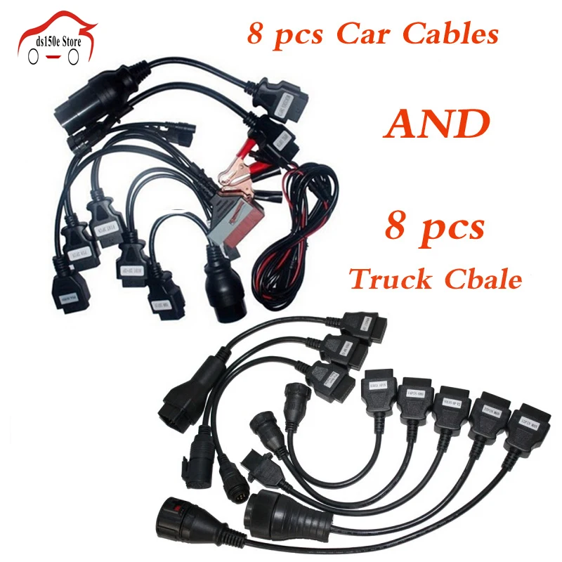 8 шт. полный комплект автомобильных кабелей VD DS150E CDP + для грузовиков tcs cdp pro plus/MVD/Kess