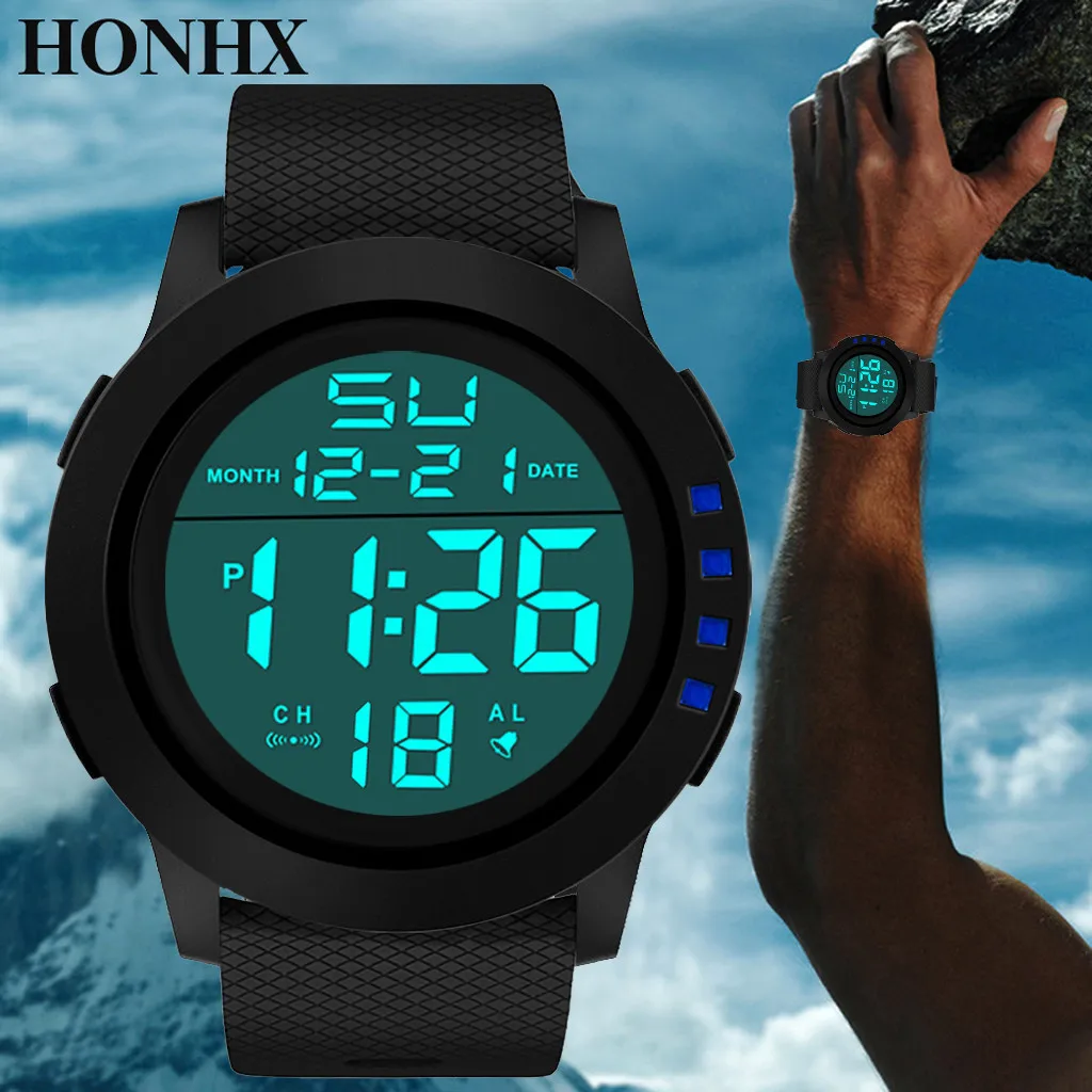 

HONHX Top Brand Sport Quartz Wrist Watch Men Military Luxury Men Analog Digital Military Sport LED Waterproof Wrist Watch