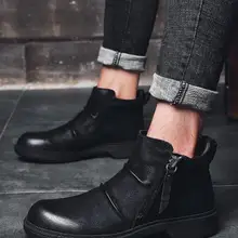 Новые осенне-зимние короткие ковбойские ботинки с большим носком британский стиль из натуральной кожи мужские ботинки martin