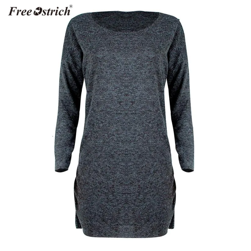 

Free Ostrich Sweaters 2018 Autumn Winter Dress Casual Long Sleeve Women Pullover O Neck Vestidos Lady Clothes Dropshipping De7