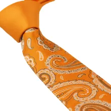 Coachella оранжево-узел контраст серебристый оранжевый галстук с узором "огурцы" микрофибра шейный платок, тонкий галстук 6 см