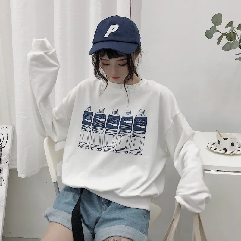  2020 Casual Loose Bf Sweatshirt Women's Sweatshirts Japanese Harajuku Ulzzang Female Korean Kawaii 