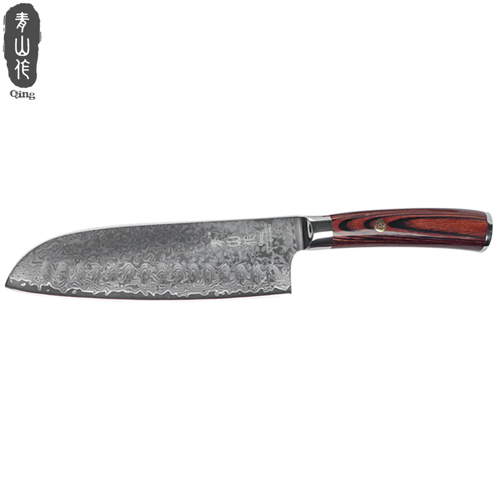 Qing Kitchen Knife 7 inch Santoku 67 Layers VG10 Damascus Steel Sharp Blade Japanese Sushi Non slip Handle Knife Cooking Tools
