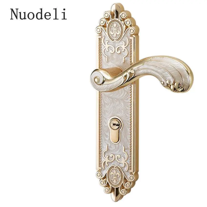 Nuodeli замок для двери спальни высокого качества, набор фурнитуры для межкомнатных дверей с европейской классической дверной ручкой - Цвет: golden