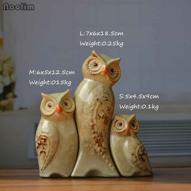 NOOLIM 3pcs/Set Owl Family Figurines Miniatures Lovely Ornament Home Decor Creative Animal Crafts Home Decor Accessories Gift