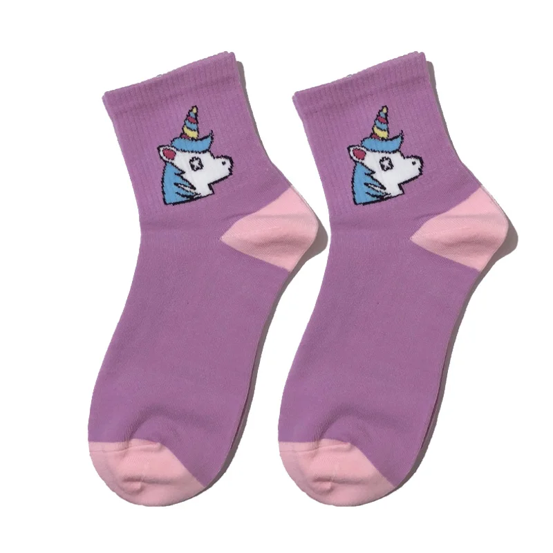 New Unicorn Women Socks Cartoon Animals Ins Popular Funny Socks Purple and Pink Art Happy Crew Socks New Unicorn Women Socks Cartoon Animals Ins Popular Funny Socks Purple and Pink Art Happy Crew Socks