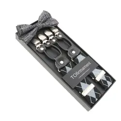 Сетка чулок галстук-бабочка набор подарочной коробке гонок мужчин для женщин джинсы штаны с зажимом-на брекеты упругой