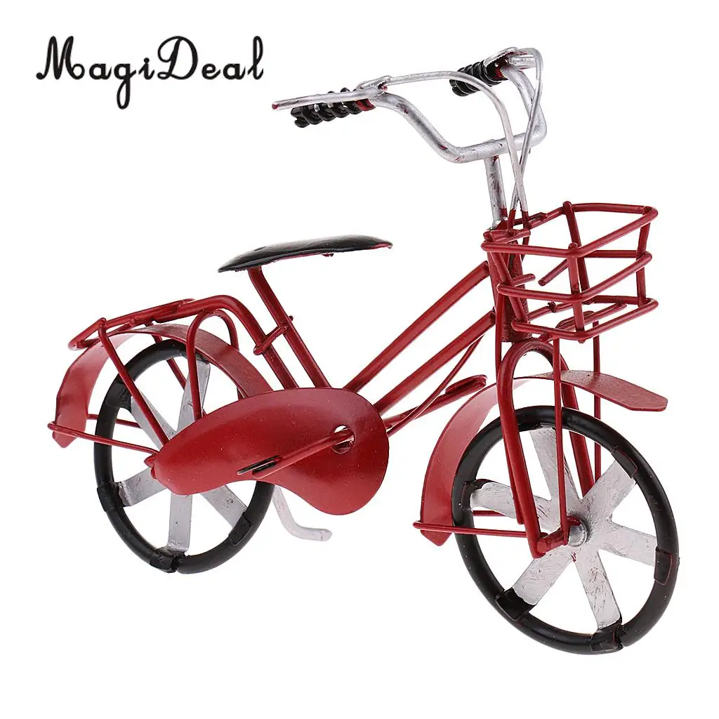 2x Simulation Vinatge Tin Metal Bicycle Bike Model Sculpture Toy for Coffee Bar Decorative