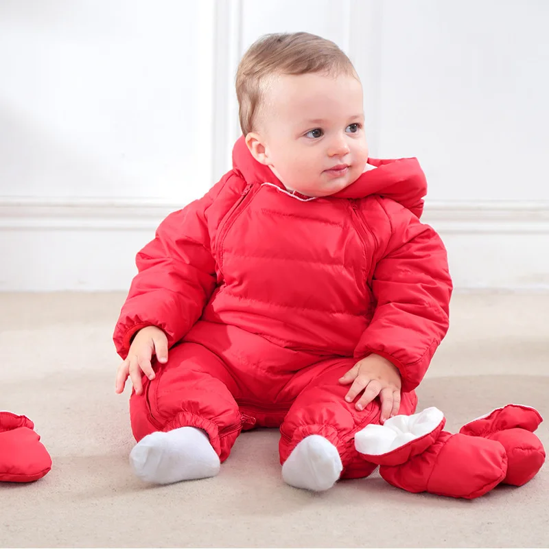 

Baby Overalls Winter Warm Clothes Fleece Inner Outfit Toddler Snowsuit Newborn Baby Duck Down Romper Infant Winter Jumpsuit