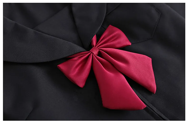 Women Spring JK High School Uniforms Students Girls Black Sailor Suits Harajuku Preppy Style Long Sleeve Top Short Pleated Skirt