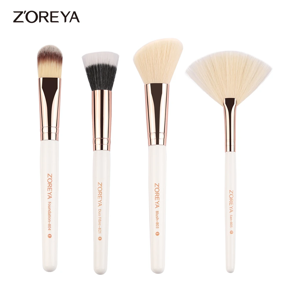 

ZOREYA Brand 4pcs Make Up Brushes Set Foundation Blush Fan Duo Fiber Brush As Essential Cosmetics Tool 2017 New Arrival