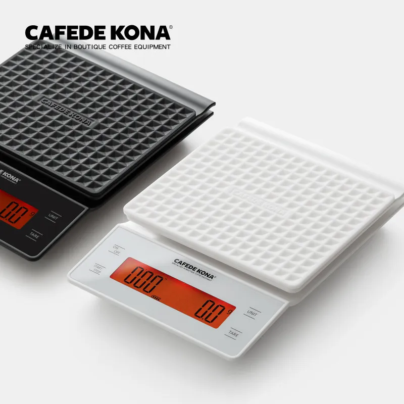 Kopen Cafede kona Draagbare 3 kg 0.1g Druppelen Koffie Schaal Met Timer Elektronische Digitale Keukenweegschaal Hoge Precisie LCD elektronische Weegschalen