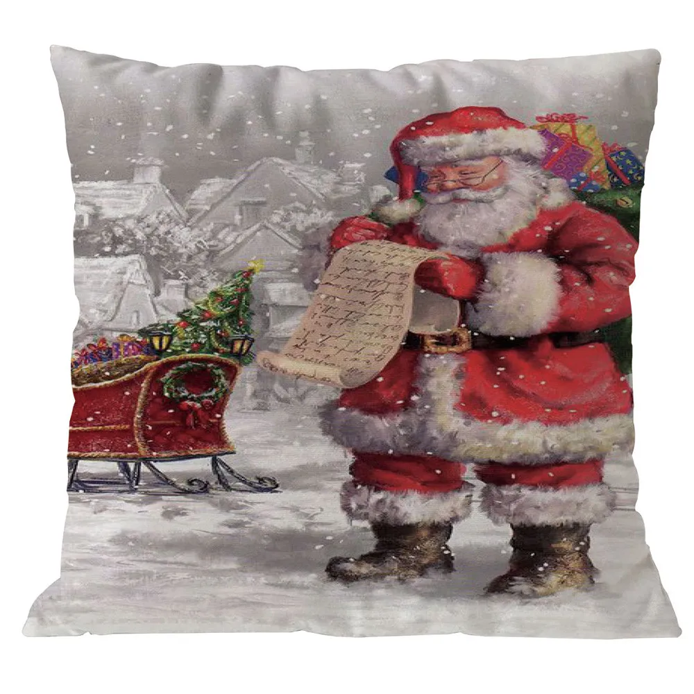 

Cotton Linen Christmas Pillow Case Sofa Car Throw Cushion Cover Home Decor Pillow Case Decorative Pillows Kussenhoes