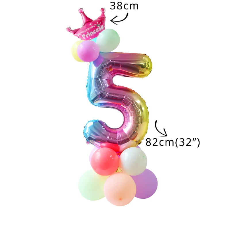 WEIGAO/вечерние воздушные шары в виде единорога на день рождения, вечерние шары в виде единорога, конфетти, аксессуары для дня рождения в виде единорога - Цвет: 32inch number kit 5