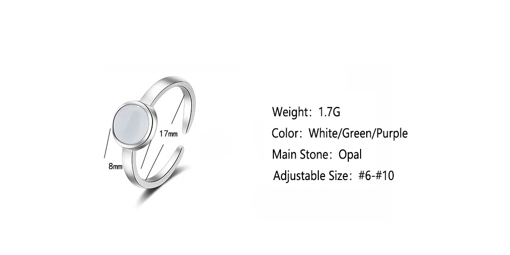Qevila New Fashion Rings Jewelry Cat's Eye Stone Silver Rings Copper Opals Adjustable Open Wedding Engagement Rings for Women (8)
