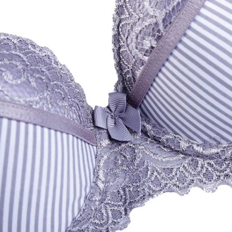 EFINNY/женский бюстгальтер для девочек; короткие комплекты; полосатый кружевной галстук-бабочка; нижнее белье без подкладки