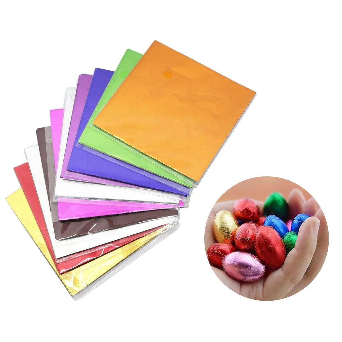 

DIY Food Aluminum Foils Paper Chocolate Candy Packaging 100pcs 8x8CM 12 Colors Party Birthday Wrapper Tin Paper