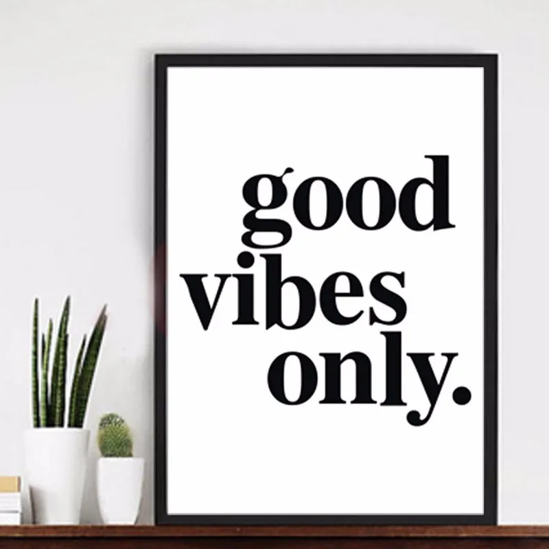 2016 new Good Vibes Only Wall Canvas Pictures Quotes Poster Modern