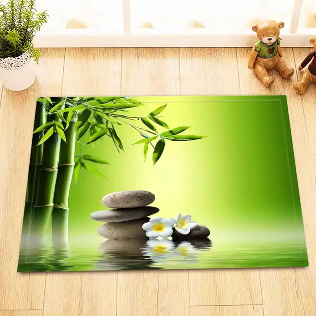 Lb 60 40 Green Door Floor Mat Asian Spa Stone Water Flow Zen