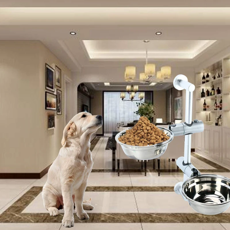 Повышенная двойная миска для еды для собак, поднос для еды для собак, регулируемая миска из нержавеющей стали для маленьких и средних собак