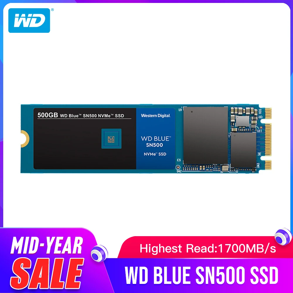 Дешево Western Digital Blue SN500 SSD накопитель 250 ГБ 500 Гб M.2 2280 NVMe PCIe Gen3 * 2 Внутренний твердотельный накопитель для ПК Бесплатная доставка