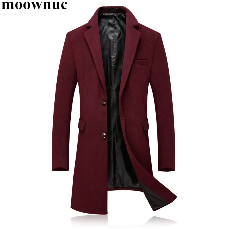 moownuc New Woolen Coats for Men Long Autumn Windbreaker Mans Smart