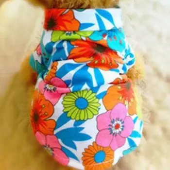 

Summer Beach Shirt Short Sleeve Pet Clothes Dog Top Floral Shirt Hawaiian Tops