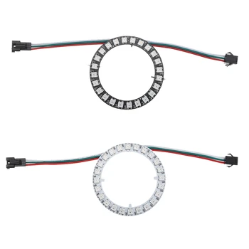 

CLAITE WS2812B 35 Bits 5050 RGB DIY LED Module Strip Ring Light with Integrated Drivers Board DC5V White/Black Circle Board