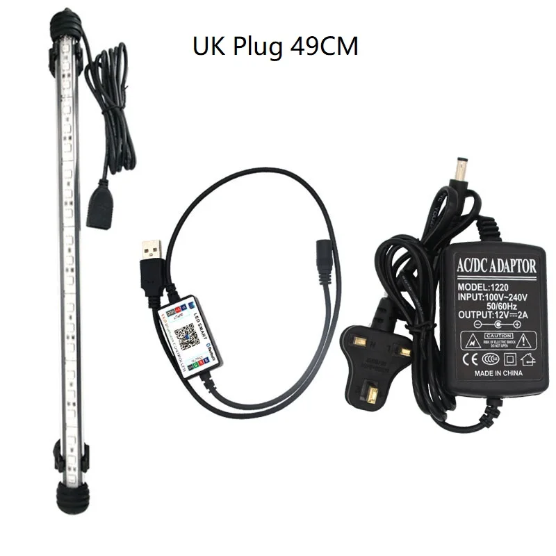 19-59 см растение RGB светильник в аквариуме Лампа морской Светодиодный светильник s для аквариума светильник ing погружной светильник для аквариума с контроллером - Цвет: UK PLUG 49CM