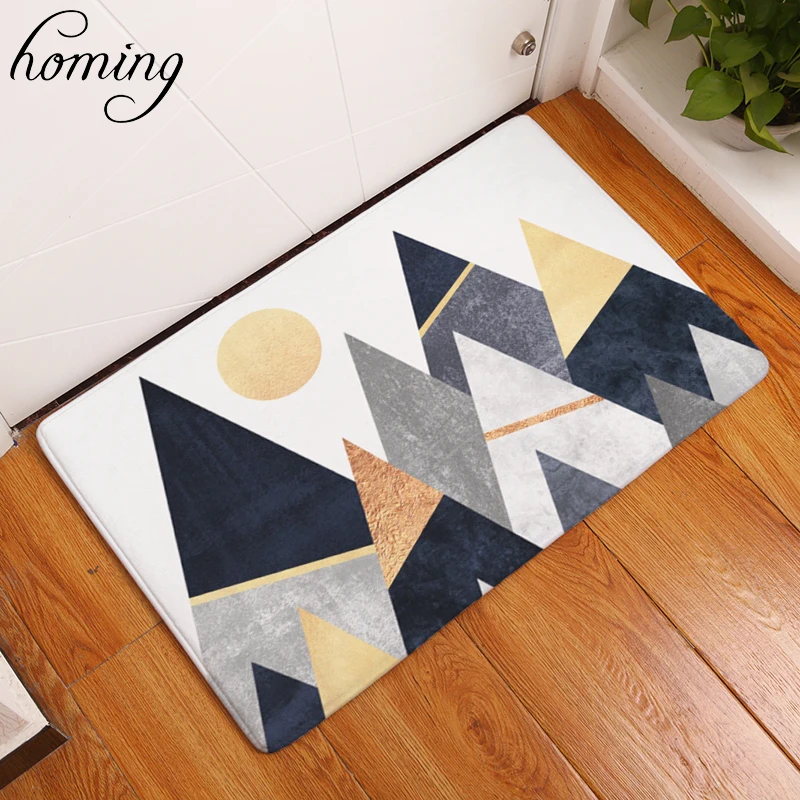 

Homing Welcome Home Hallway Door Mats Black White Mountain Pattern Rugs Water Absorption Modern Kitchen Floor Mats Home Decor