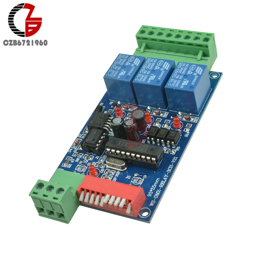 DC 12V 10A 3 Channel DMX512 Relays Controller LED Dimmer Decoder Use for RGB LED Lamp Stripin