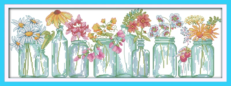 

The flower vases counted printed on fabric DMC 14CT 11CT Cross Stitch kitsembroidery needlework Sets Home Decor
