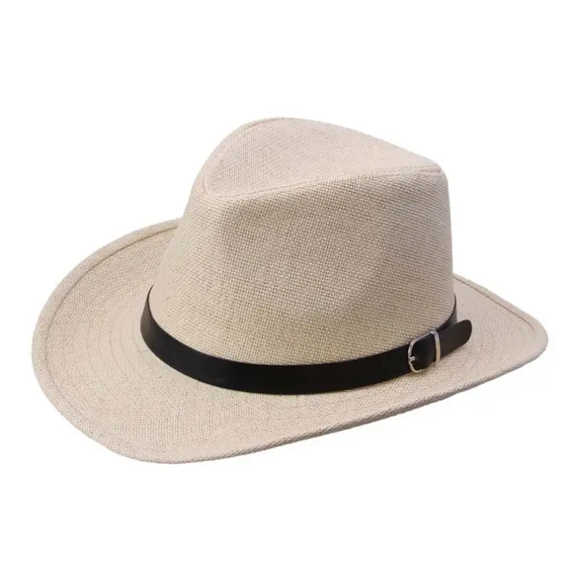 CharmDemon Летняя мужская соломенная шляпа Ковбой шляпа jy22 - Цвет: Коричневый