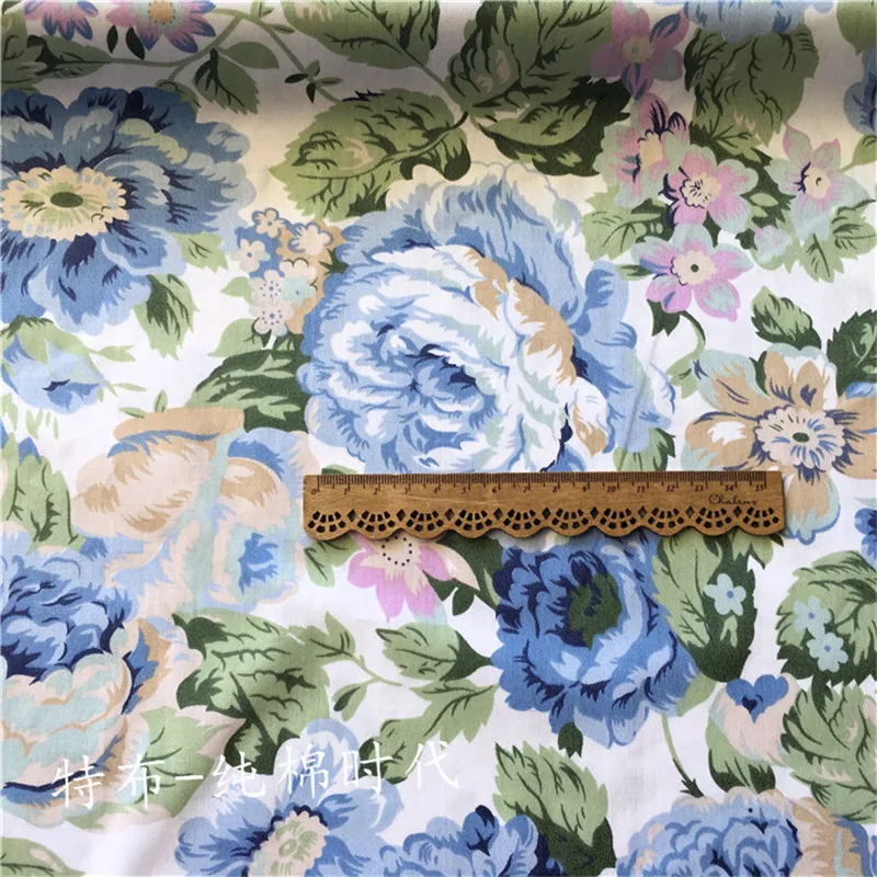 HMS 50x160 см хлопок саржевая Ткань Материал корпуса DIY большой синий фиолетовый пион TB8717 G