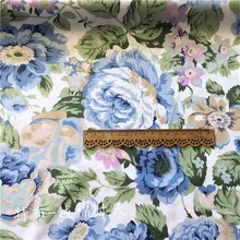 HMS 50x160 см хлопок саржевая Ткань Материал корпуса DIY большой синий фиолетовый пион TB8717 G